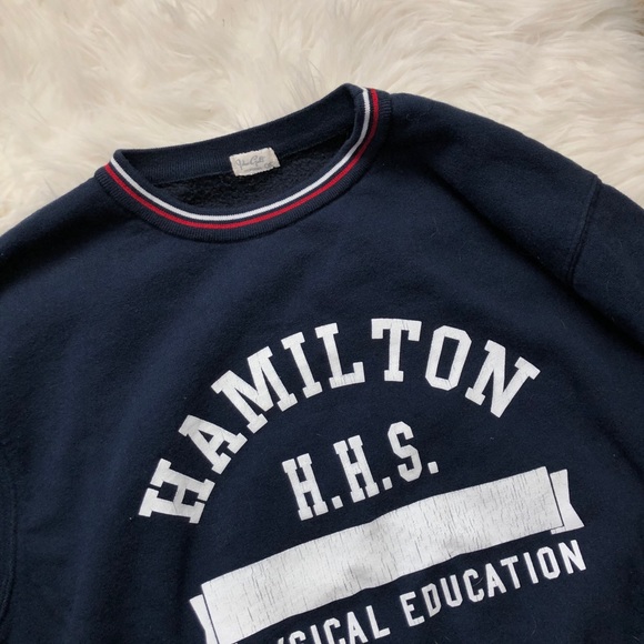 Brandy Melville Hamilton Sweatshirt sweater vintage crewneck navy blue small - Picture 3 of 7